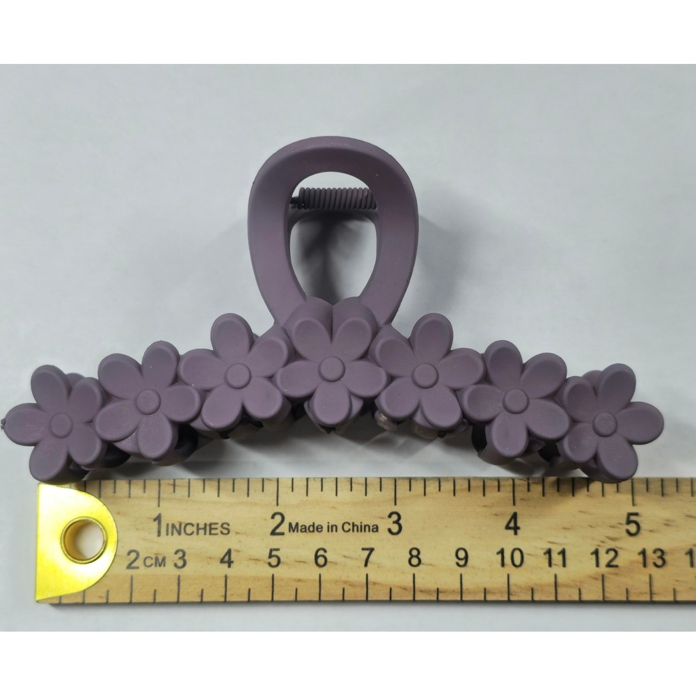 Matte Purple Flower Hair Claw Clip Large 4.5 Inch Floral Hair Accessory